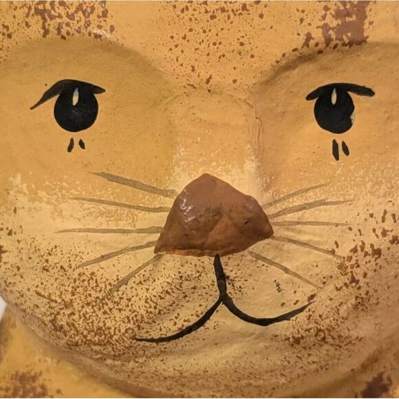 Cat Paper Mache Folk Art Hand Made Anthropomorphic Tabby Orange Kitty Primitive - Picture 15 of 16